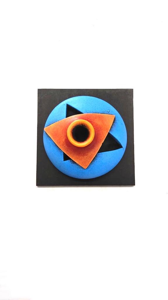 Bright Blue Geometrical Designer Creative Pots Wall Hangings Décor Tamrapatra