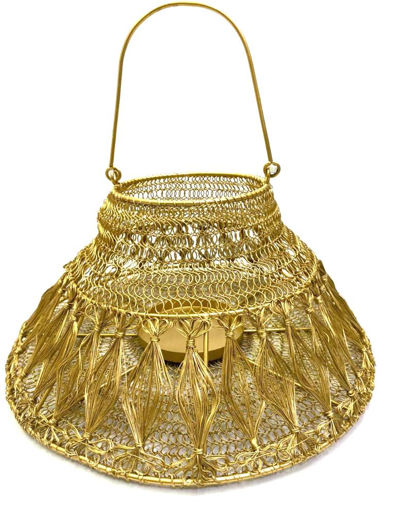 Metal Crochet Designer Lanterns In Premium Golden Shades From Tamrapatra