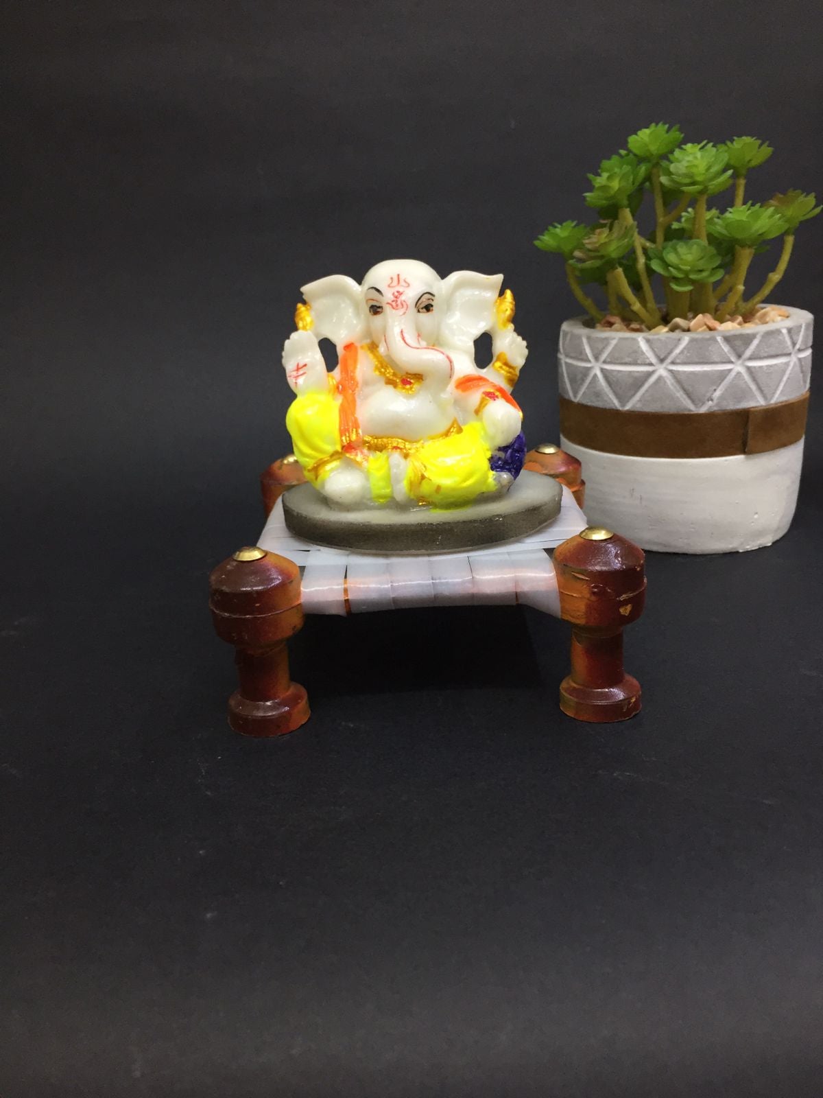 Auspicious Ganesh Idol Sitting On Khat Unique Showpiece Décor By Tamrapatra
