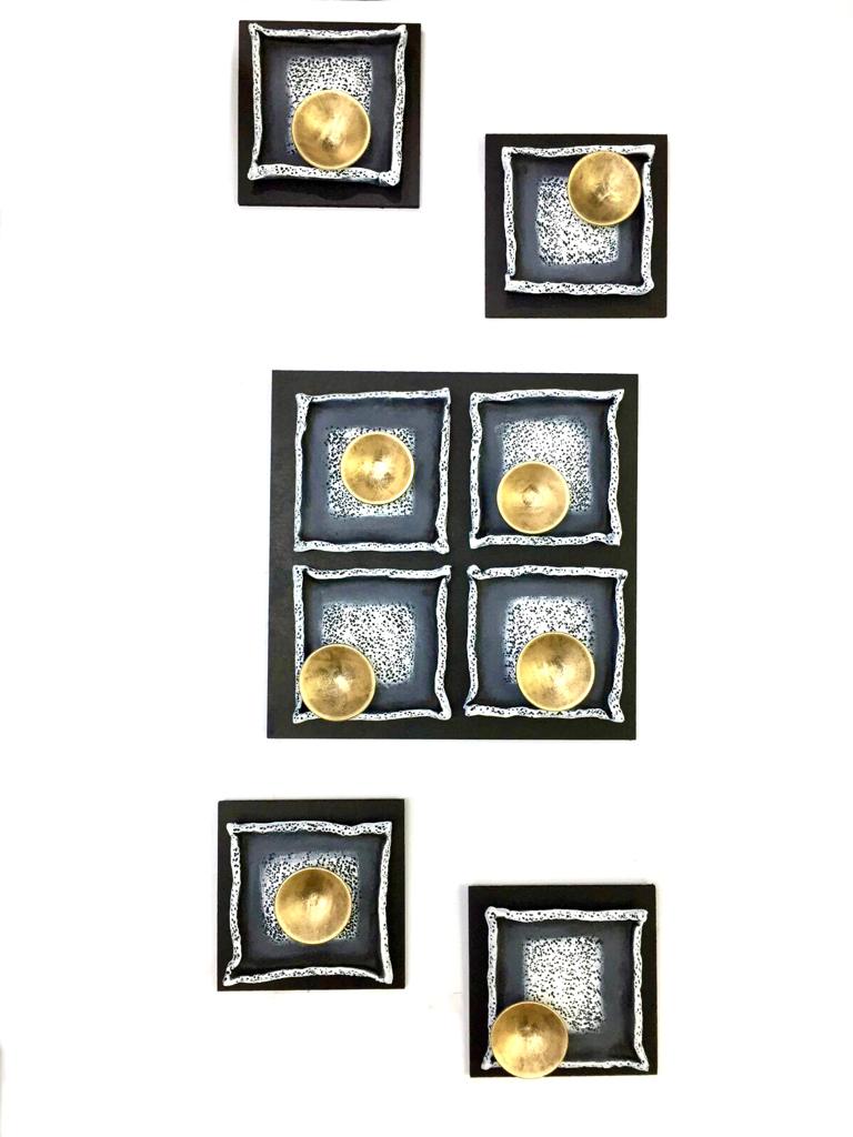 Theme Of Cups Handmade Terracotta Gold & White On MDF Set Of 5 Tamrapatra