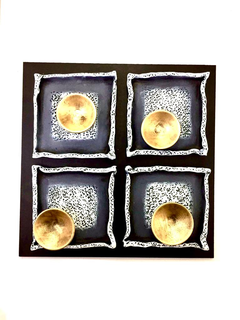 Theme Of Cups Handmade Terracotta Gold & White On MDF Set Of 5 Tamrapatra