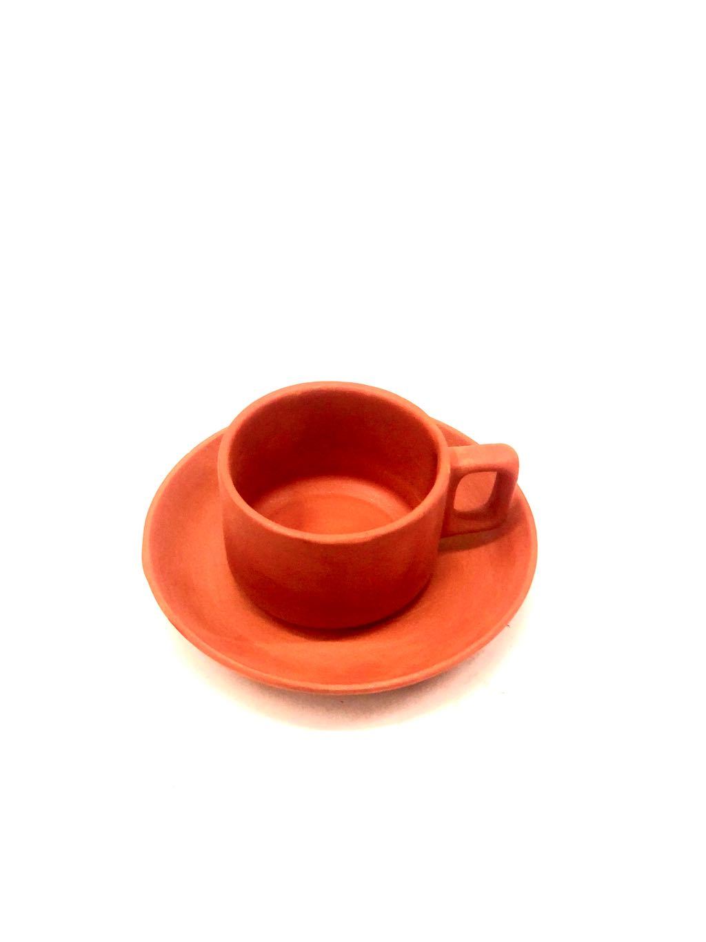 Terracotta Cup & Saucer Pack Of 6 Great For Tea/Coffee Use Tamrapatra - Tamrapatra