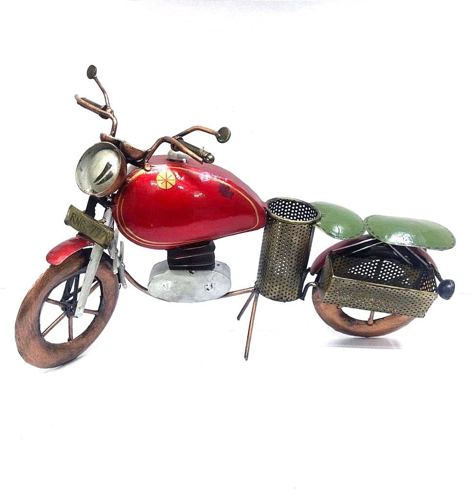 Bullet Style Bike Crafted From Metal With Pen & Visiting Card Holder Tamrapatra