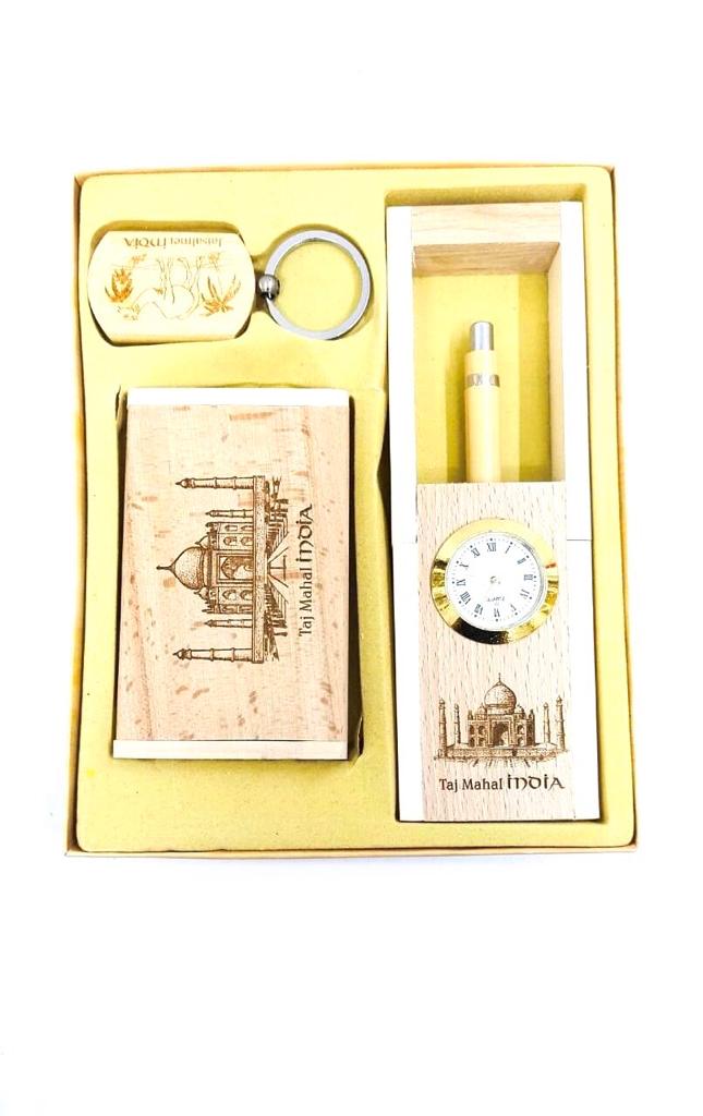 Wooden Office Set With Embossed Souvenir Corporate Gifts From Tamrapatra