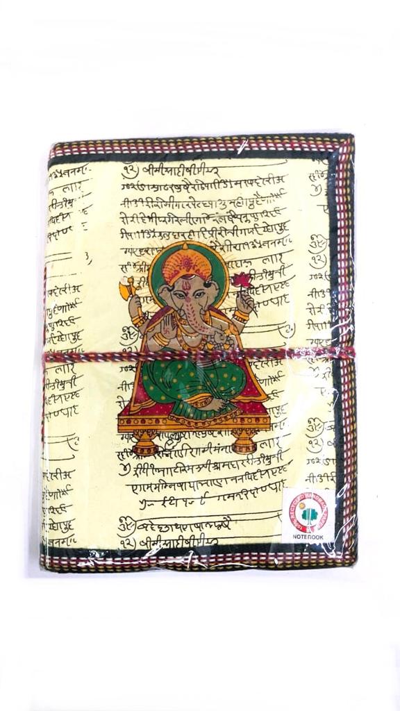 Ganesha Beige Shade Diary In Various Sizes Handcrafted Recycled Paper Tamrapatra