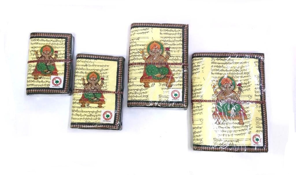 Ganesha Beige Shade Diary In Various Sizes Handcrafted Recycled Paper Tamrapatra