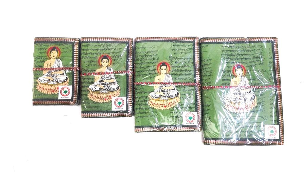 Buddha Design Green Shade Diary With Recycled  Paper Gifts Stationery Tamrapatra