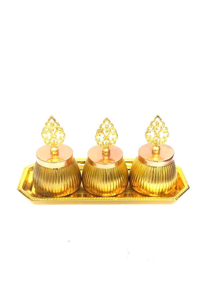 Metal Jars With Trays Unique Collection Of Art & Crafts Dinning Ware From Tamrapatra