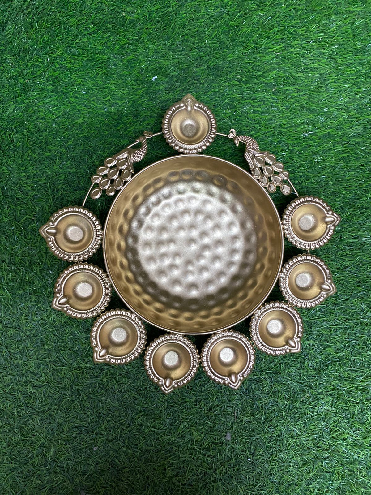 Peacock Urli With Beautiful Diya Holder Eccentric Pots For Decoration Tamrapatra