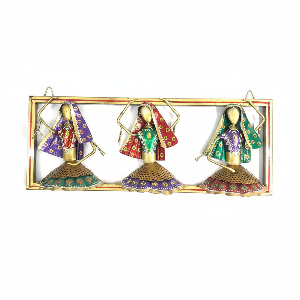 Metal Wall Décor 3 Dolls Exclusive Handcrafted Designer Artwork By Tamrapatra - Tamrapatra