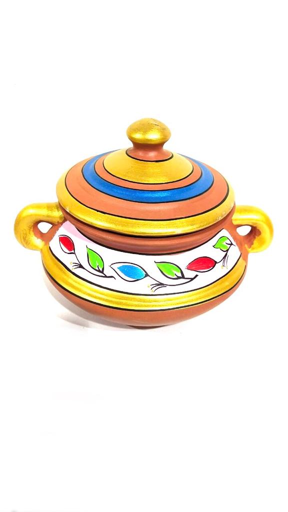 Patitli Set With Handles Hand Painted With Beautiful Shades Cooking Tamrapatra