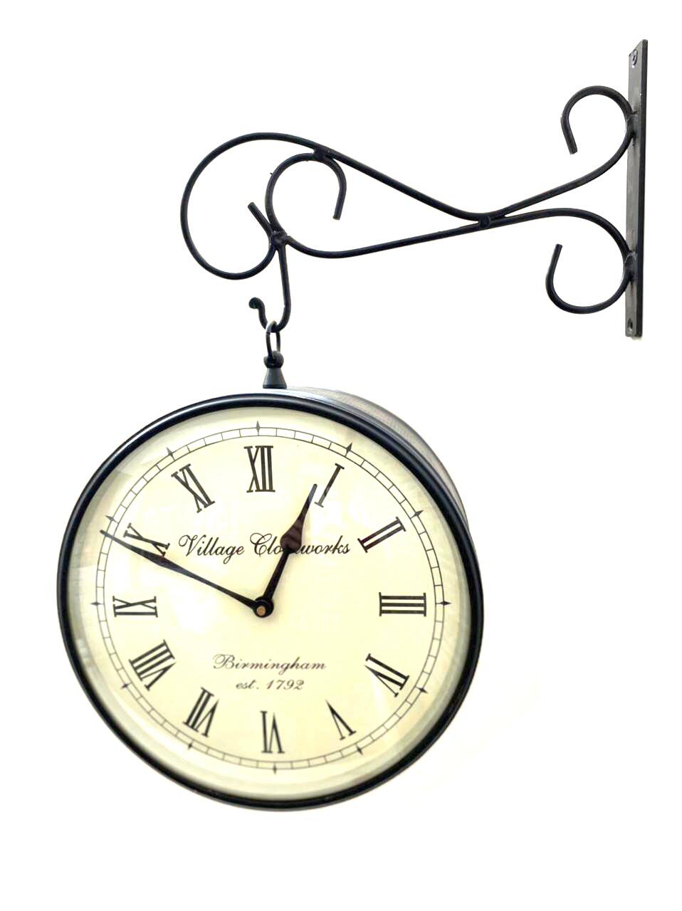 Classic Designer Railway Style Clock 10 Inches With Hanger By Tamrapatra