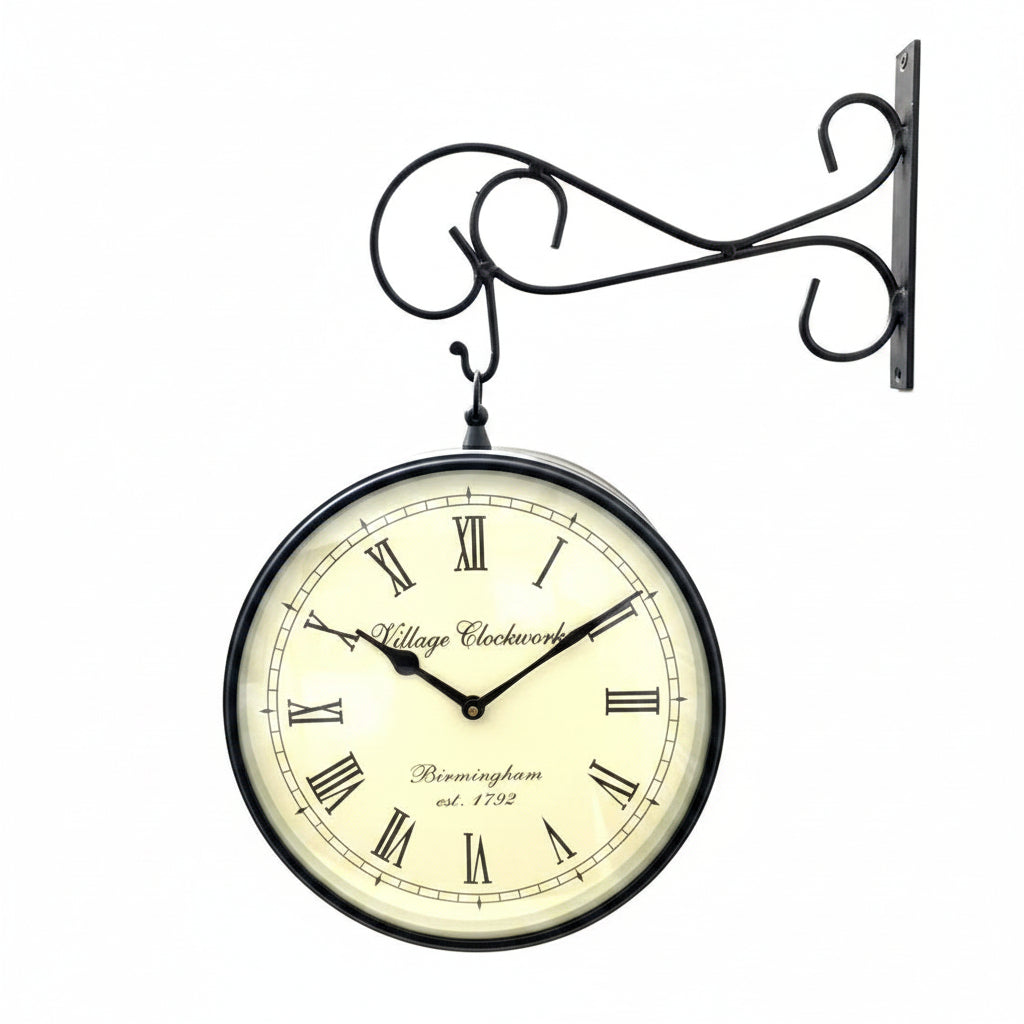 Classic Designer Railway Style Clock 10 Inches With Hanger By Tamrapatra - Tamrapatra
