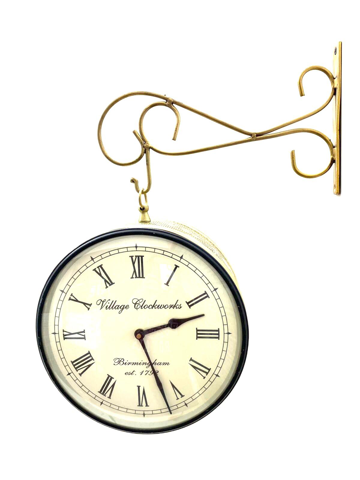 Classic Designer Railway Style Clock 10 Inches With Hanger By Tamrapatra