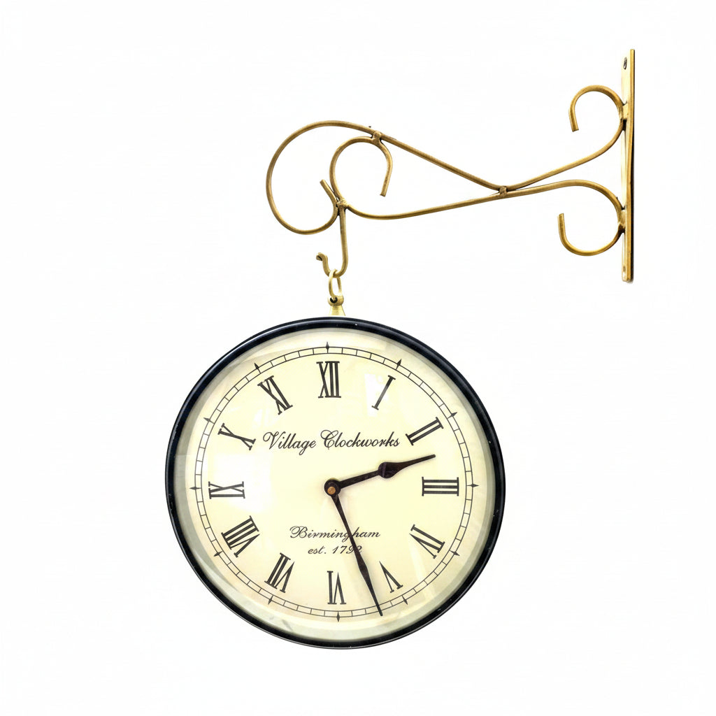 Classic Designer Railway Style Clock 10 Inches With Hanger By Tamrapatra - Tamrapatra