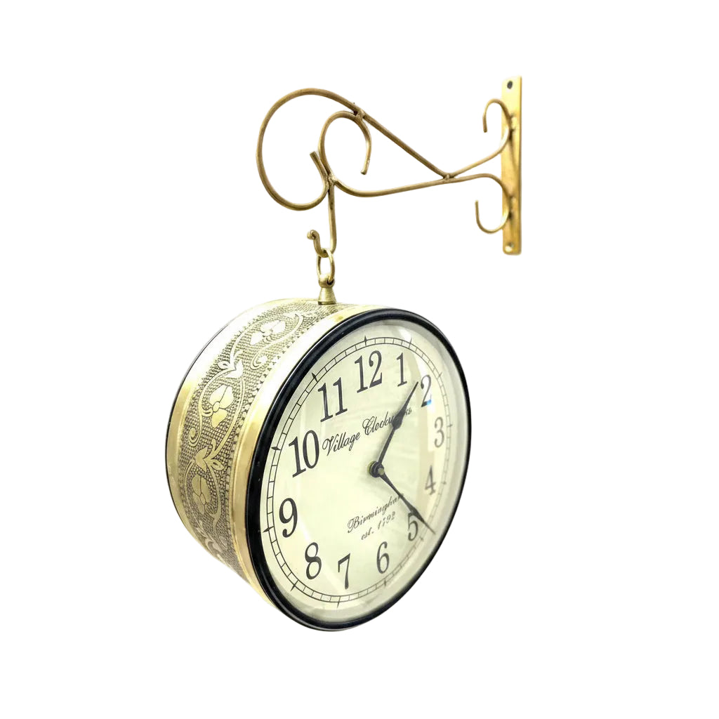 Classic Designer Railway Style Clock 10 Inches With Hanger By Tamrapatra - Tamrapatra