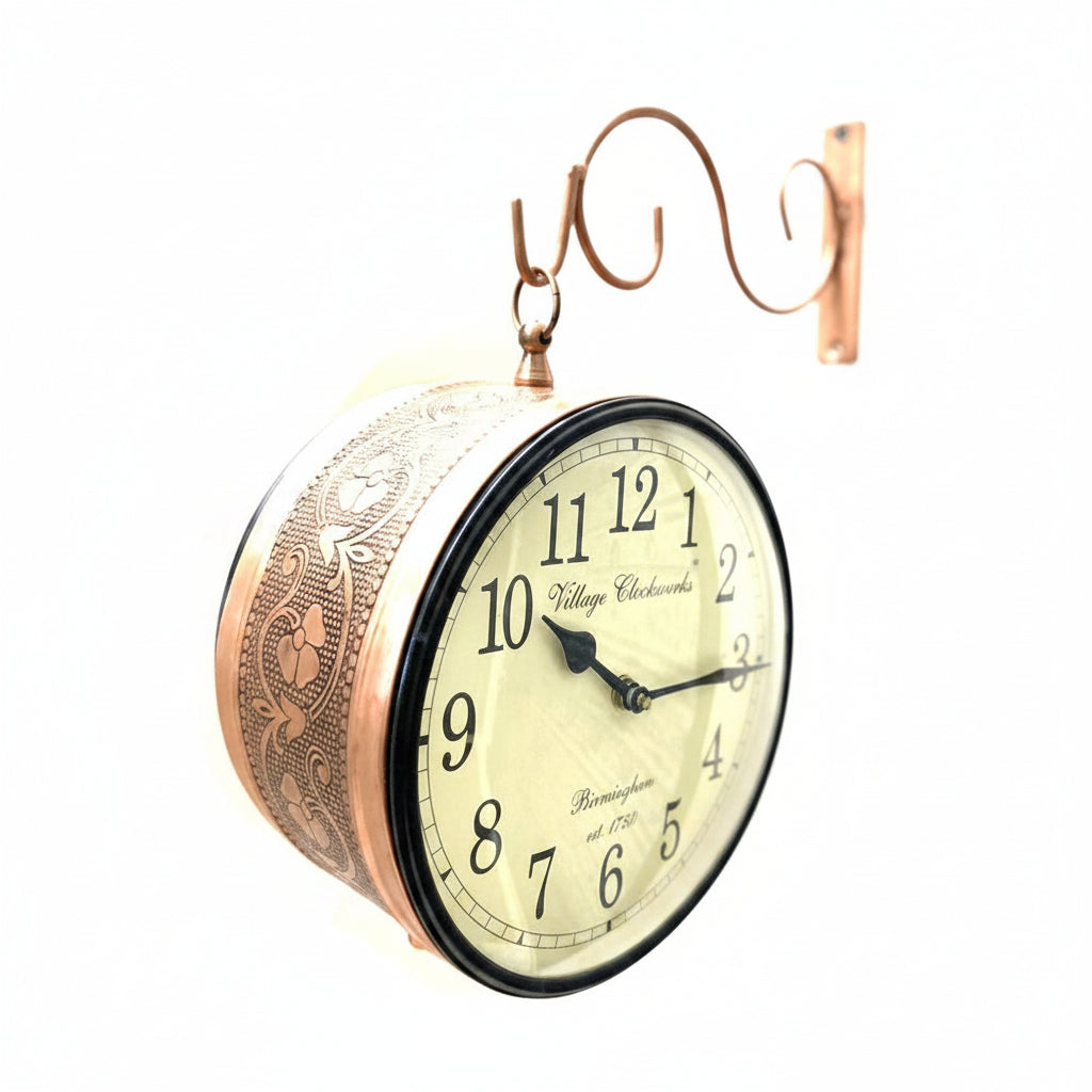 Attractive 2 Side Clock With Hanger Vintage Collection 8 Inches By Tamrapatra - Tamrapatra