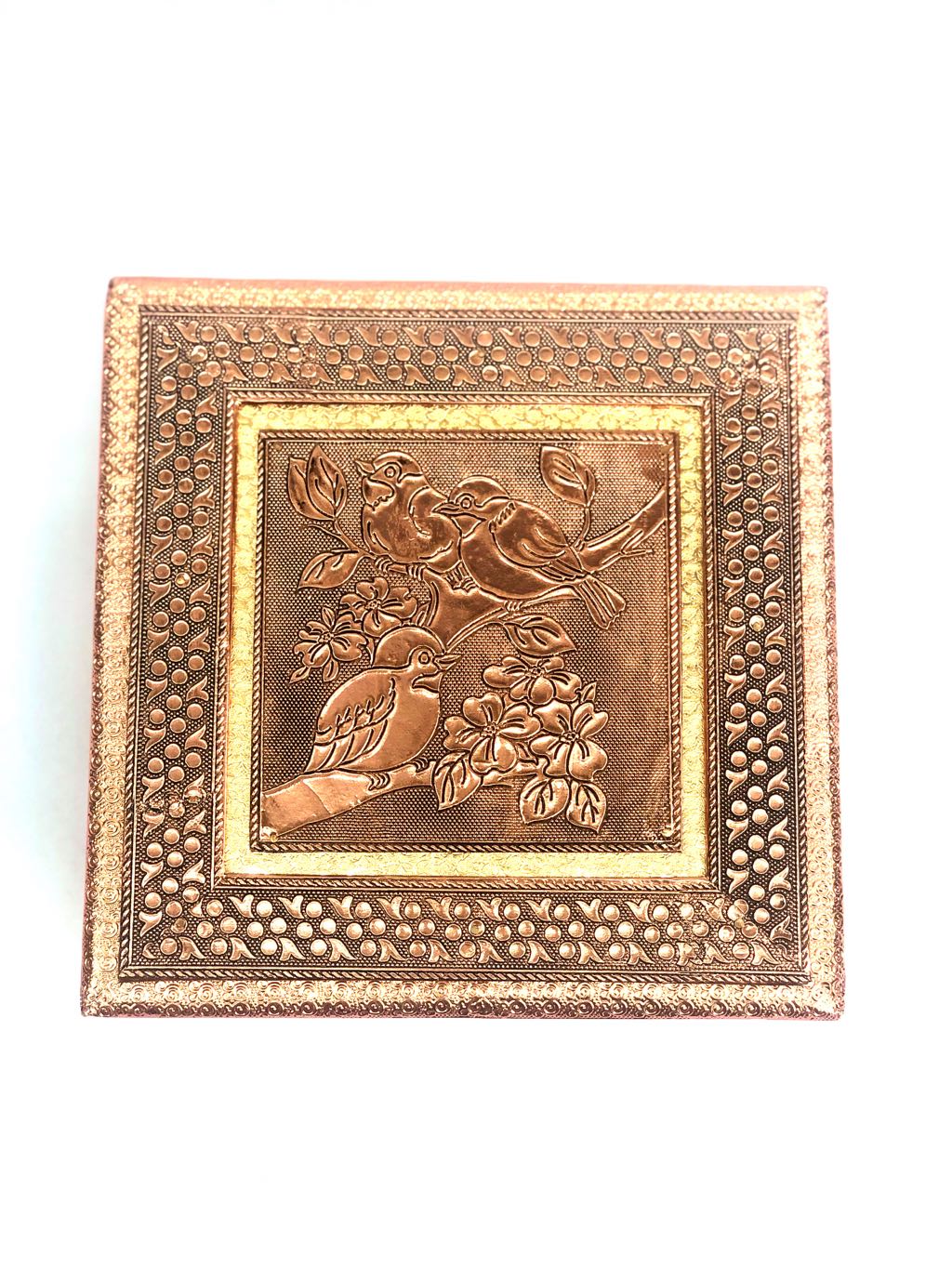 Gift Box For Dry Fruits Meenakari Decorative Platter Sparrow Art Tamrapatra