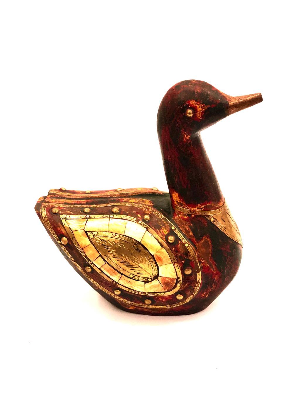 Duck HandPainted With Brass Foil Fitted Home Decor Gifting By Tamrapatra - Tanariri Hastakala