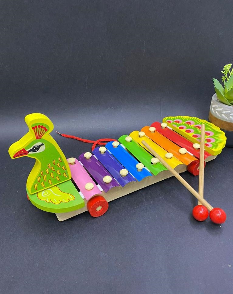 Kid's Corner Xylophone With Duck Design Handmade Wooden Toys Tamrapatra
