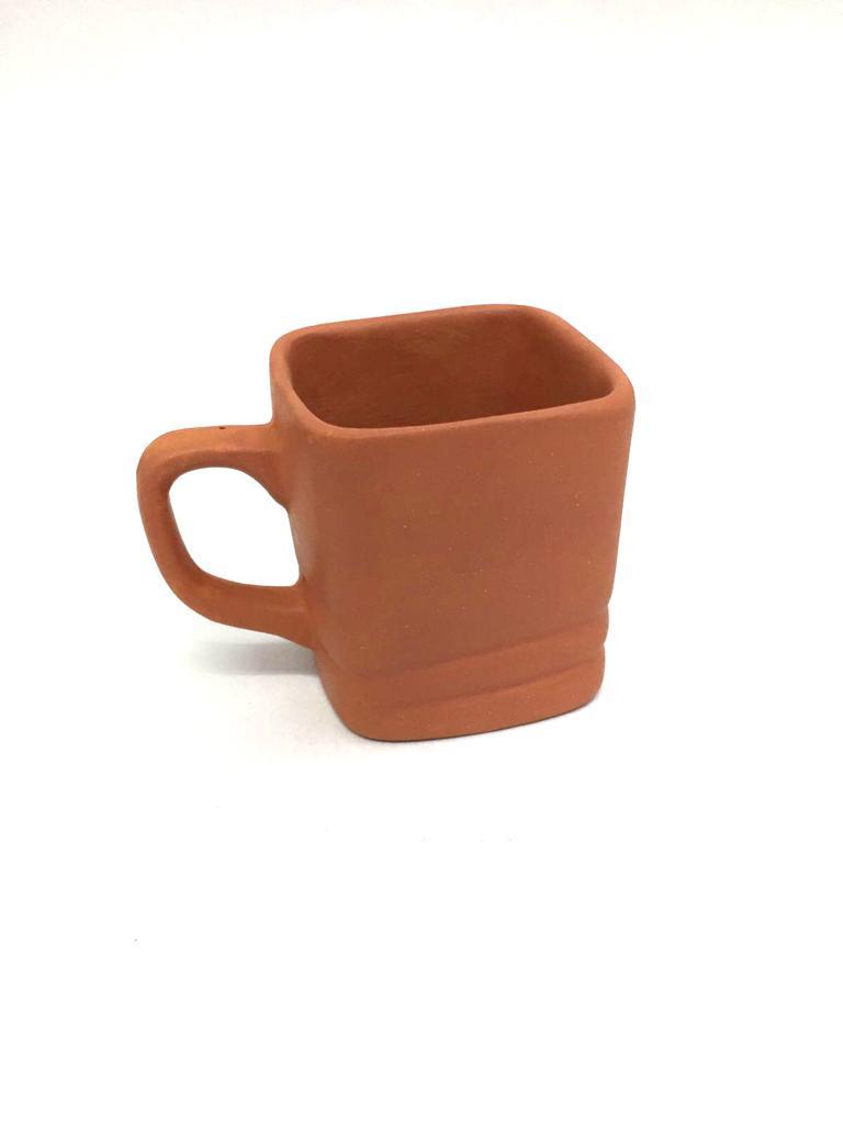 Square Cups Tea Coffee Serve Earthen Style  Plain & Glazed Set Of 6 Tamrapatra
