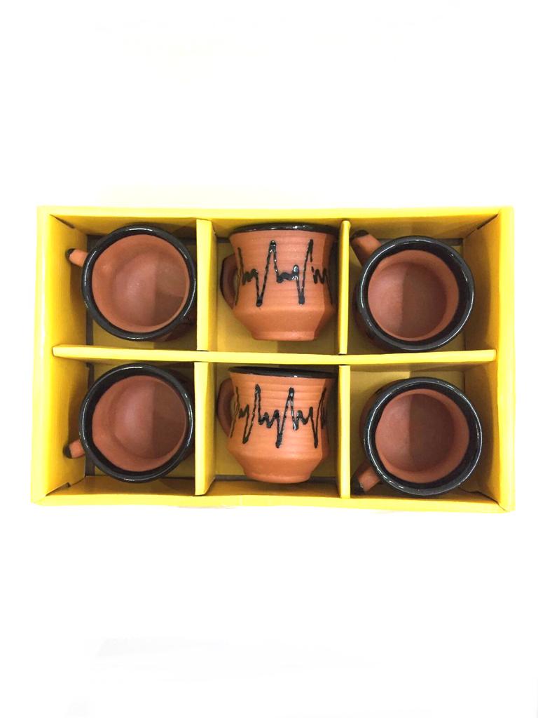 Pari Cup Set Of 6 Glazed Mugs Dinnerware Largest Earthen Collection Tamrapatra