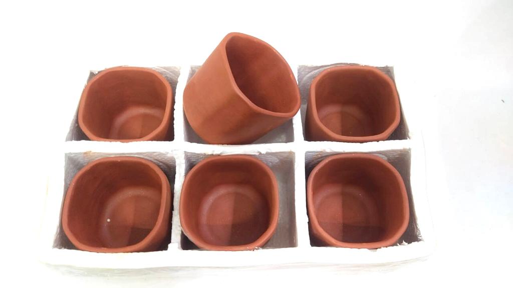 Glass Set Of 6 Terracotta Drinking Beverages Dinning Kitchen From Tamrapatra