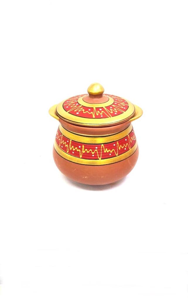 Line Handi Earthenware Pots Hand Painted Prepare Aromatic Dishes From Tamrapatra