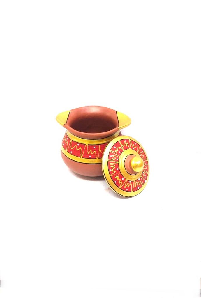 Line Handi Earthenware Pots Hand Painted Prepare Aromatic Dishes From Tamrapatra