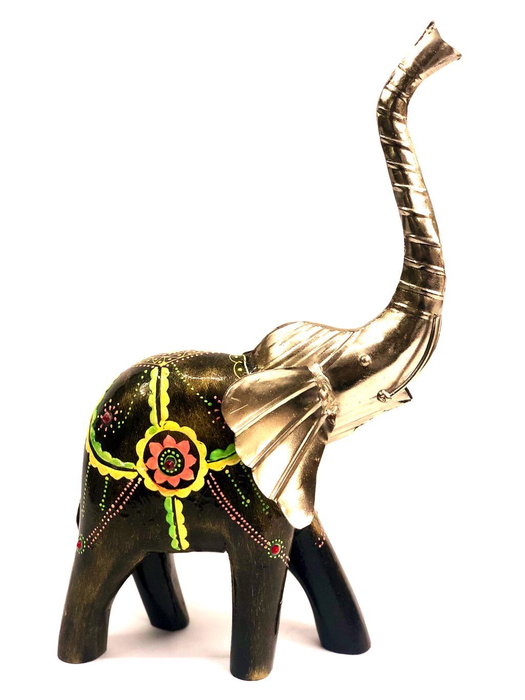 HandPainted With Vibrant Colors Elephant Indian Decor Ideas Tamrapatra - Tanariri Hastakala