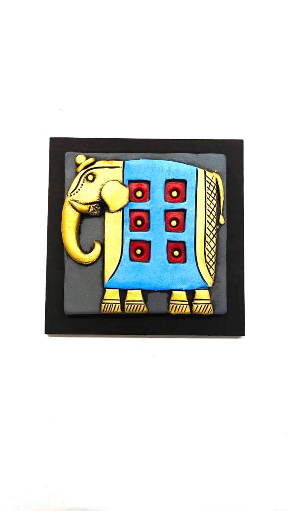 Extraordinary Elephant Terracotta Creations With Red & Blue Shades Tamrapatra