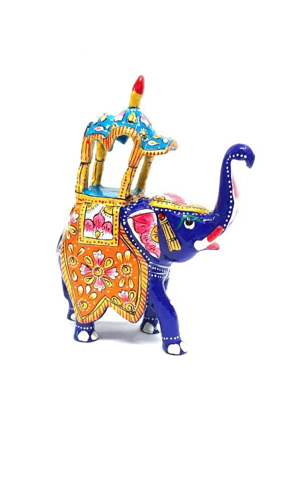 Big Meena Enamel Art Elephant Handcrafted Souvenir Maharaja Style By Tamrapatra