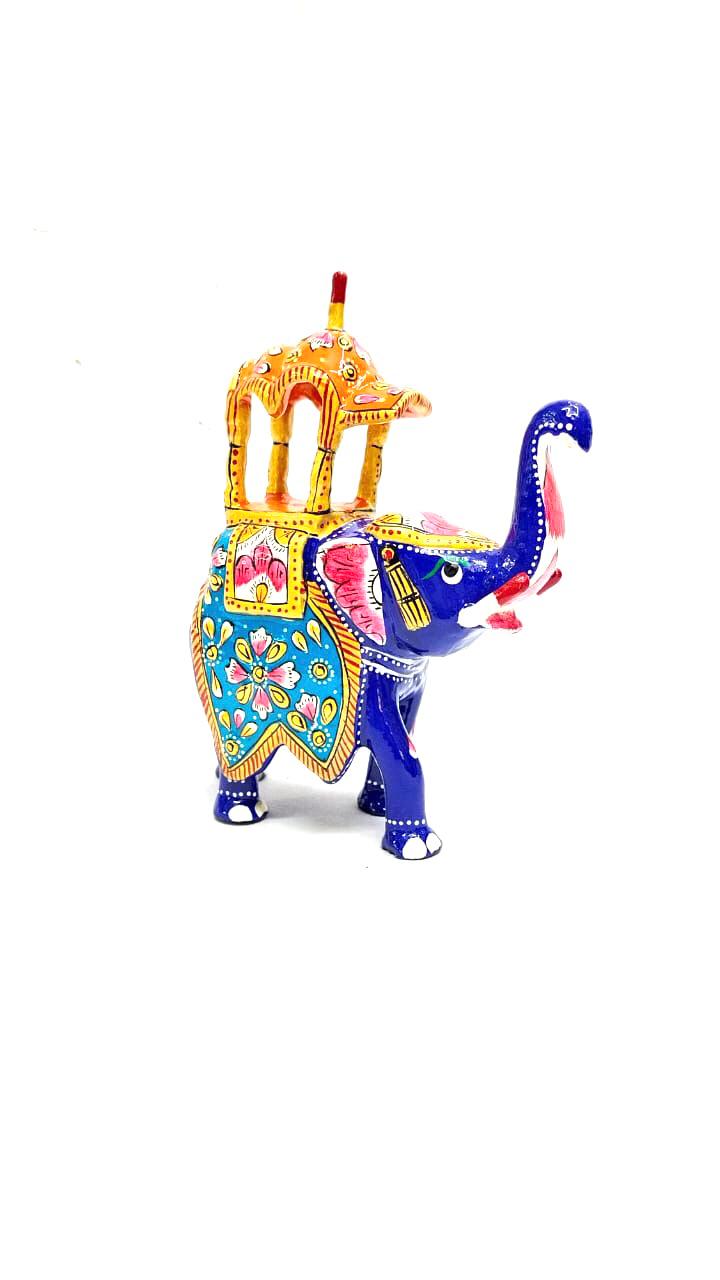 Big Meena Enamel Art Elephant Handcrafted Souvenir Maharaja Style By Tamrapatra