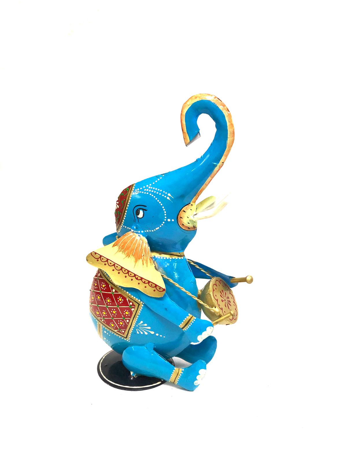 Beautiful Handcrafted Metal Sitting Elephant Musical Theme Wholesaler Tamrapatra