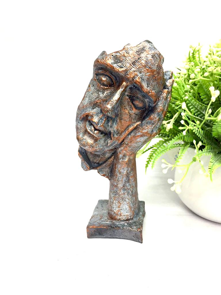 Human Faces In Rustic Finish Brown & Silver Modern Artifacts By Tamrapatra