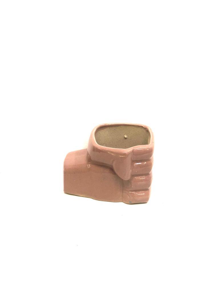 Fist Shaped Exclsuive Ceramic Pots For Plants Colorful Designs Now At Tamrapatra