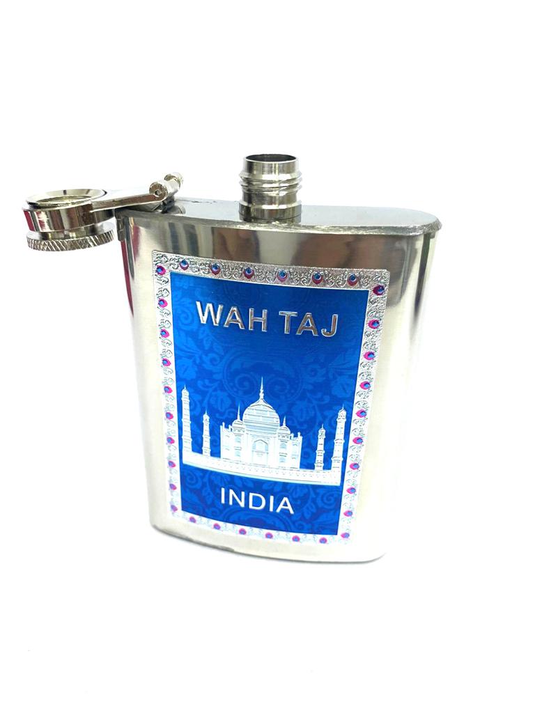 Hip Flask Storage Stainless Steel With Exclusive Indian Heritage Designs Tamrapatra