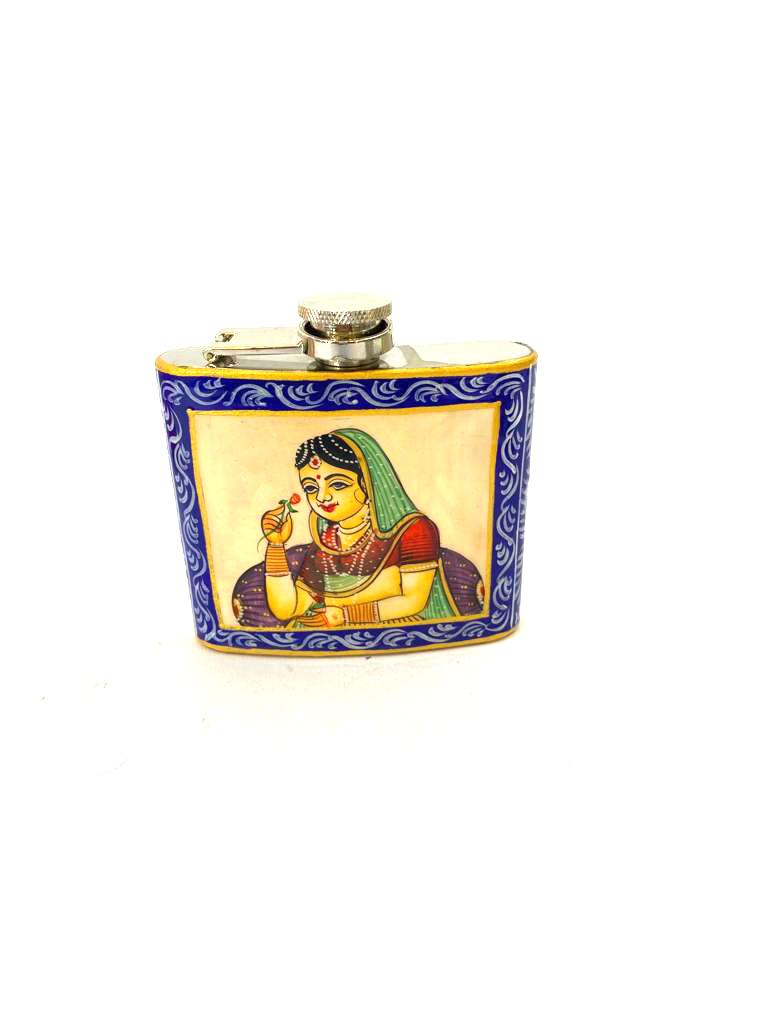 Wine Flask In Royal Hand Painting Indian Heritage Souvenir Gifts By Tamrapatra