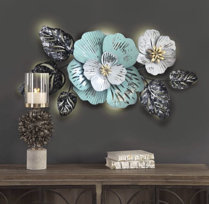 Metal Flower Décor In Classy Shades Best Creations In Metal Wall Art Tamrapatra
