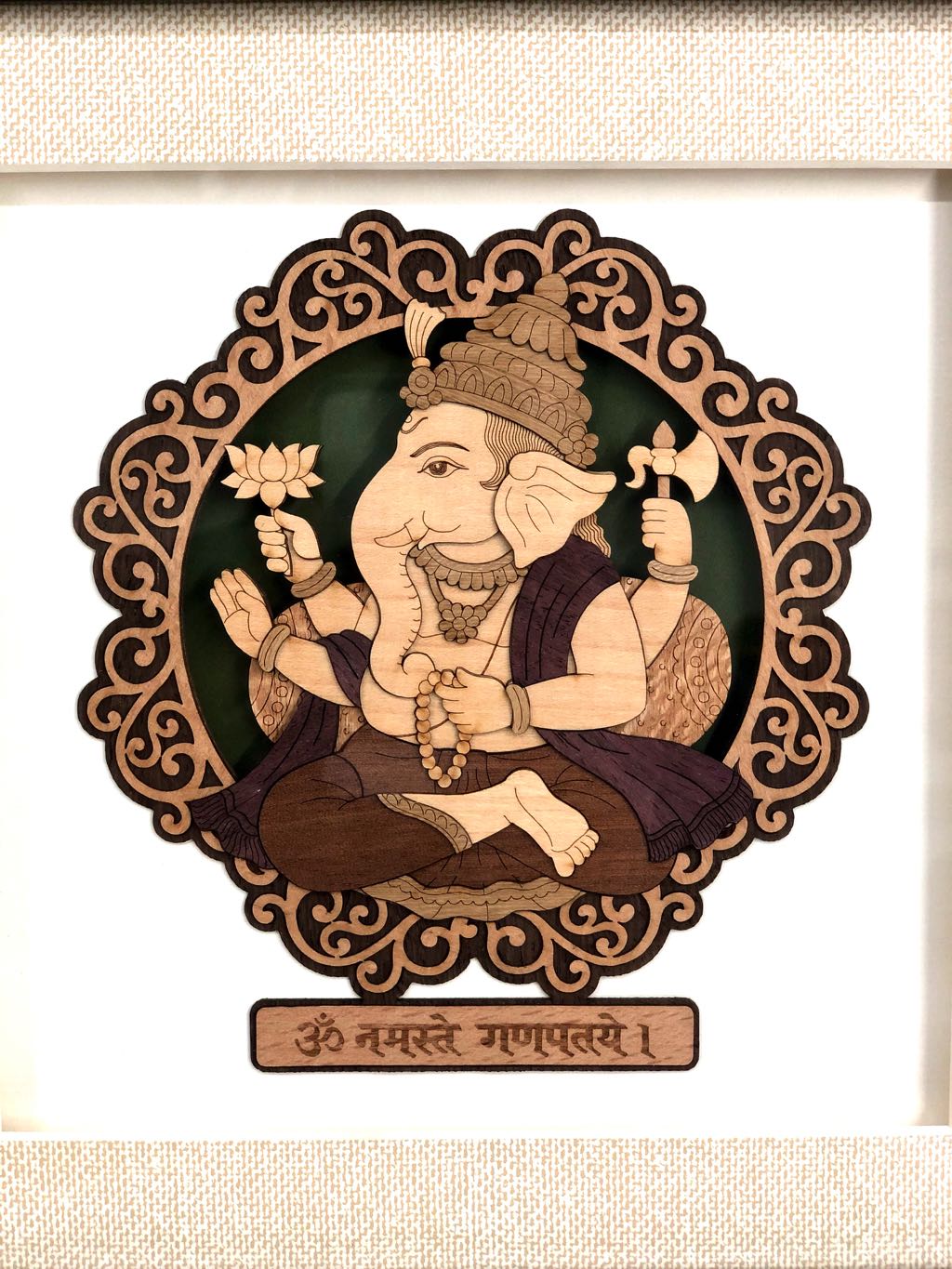 Ganesha Shloka Wood Arts Enclosed In Attractive Detailed Frames By Tamrapatra