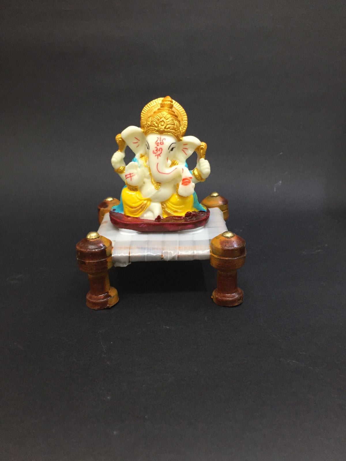 Crown Ganesh On Khat Sweet Spiritual Art Gifting's Vastu Marriage Tamrapatra