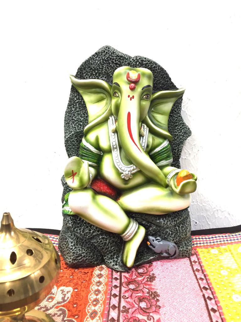 Beautiful Resin Creations Of Lord Ganesh On Rock Sculpture Art By Tamrapatra