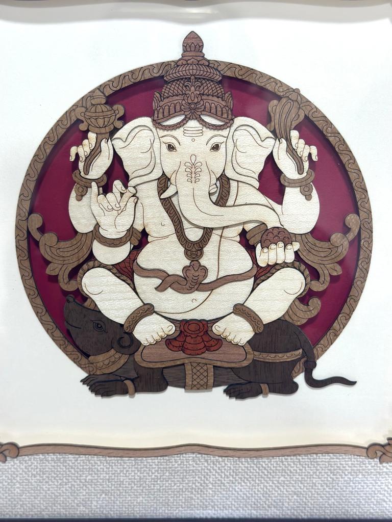 Ganesha Shloka Wood Arts Enclosed In Attractive Detailed Frames By Tamrapatra