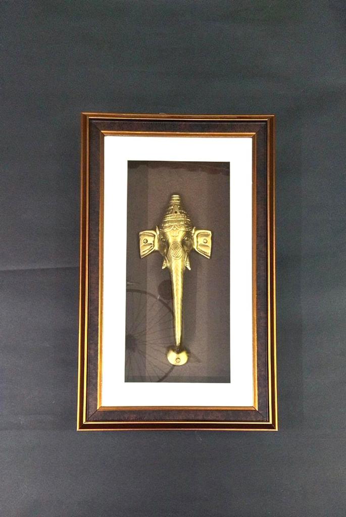 Outlandish Ganesha Brass Wall Art Glass Frame With Decorative Art By Tamrapatra