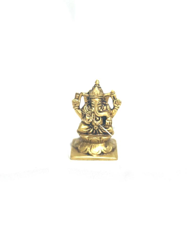 Brass Idols Ganesh Lakshmi Sarasvati Hindu Religious Artistic Collection Tamrapatra