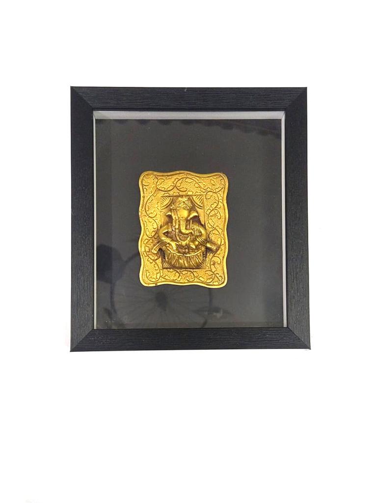 Musical Brass Ganesha With Bold Black Frame Extraordinary Collection Tamrapatra