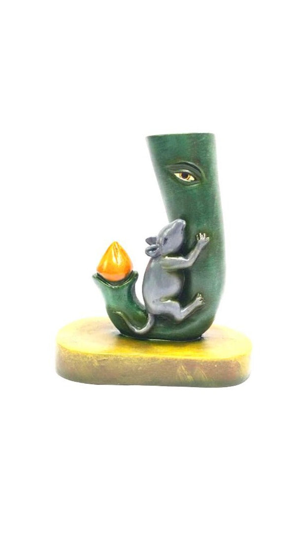 Modak Ganesh Trunk & Mouse On Stand Wonderful Resin Creations By Tamrapatra