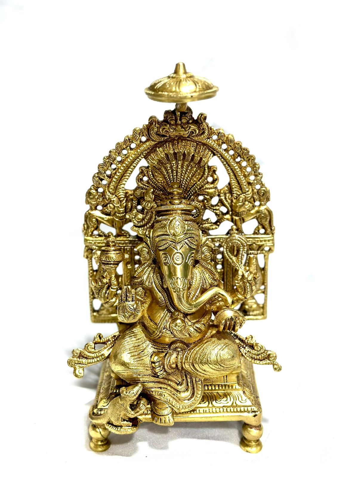 Excellent Quality Brass Handmade Lord Ganesh With Rat Collectible By Tamrapatra