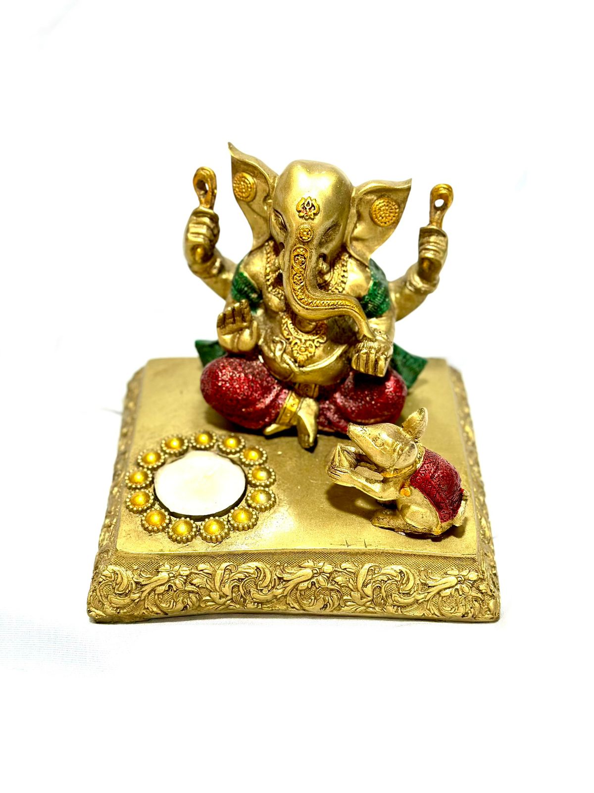 Lord Ganesha Hand Painted Crafted From Resin On MDF Base By Tamrapatra