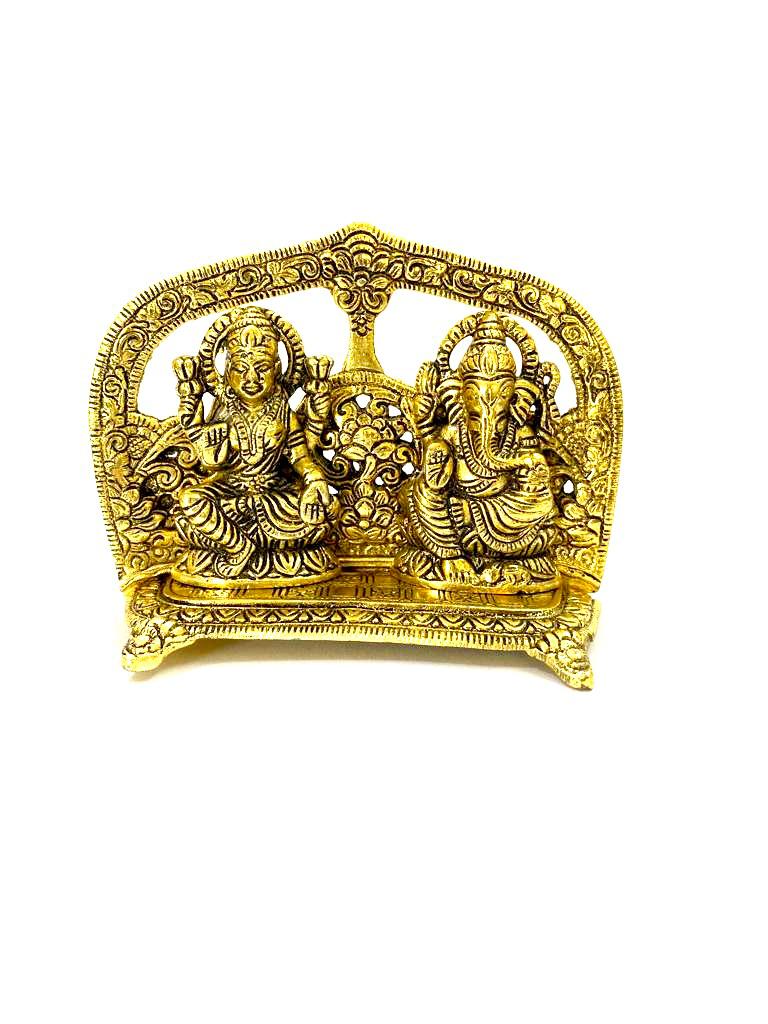 Ganesh Lakshmi Saraswati Metal Diya Auspicious Handmade Crafts Gifts By Tamrapatra